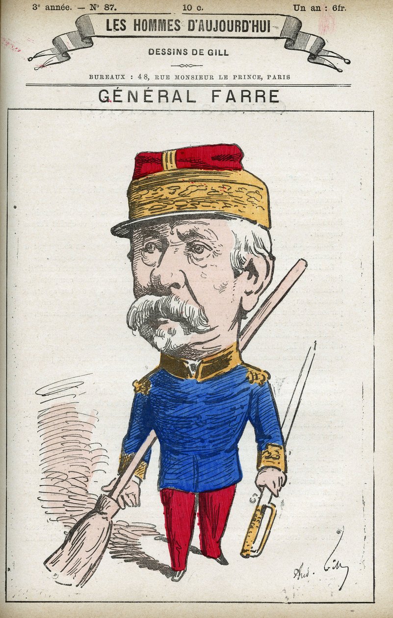Portrait de Jean Joseph Frédéric Albert Farre, soldat français, nommé général en 1870 et ministre de la guerre. Caricature par Gill, Paris - Andre Gill
