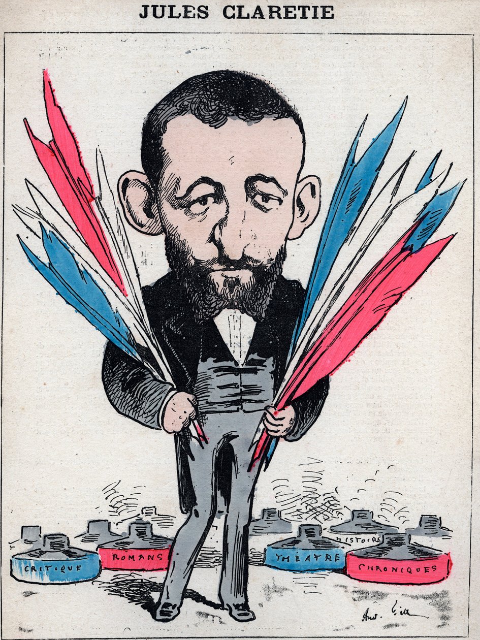 Portrait de Jules Claretie, romancier, dramaturge et critique français - Caricature par André Gill, dans « Les Hommes d