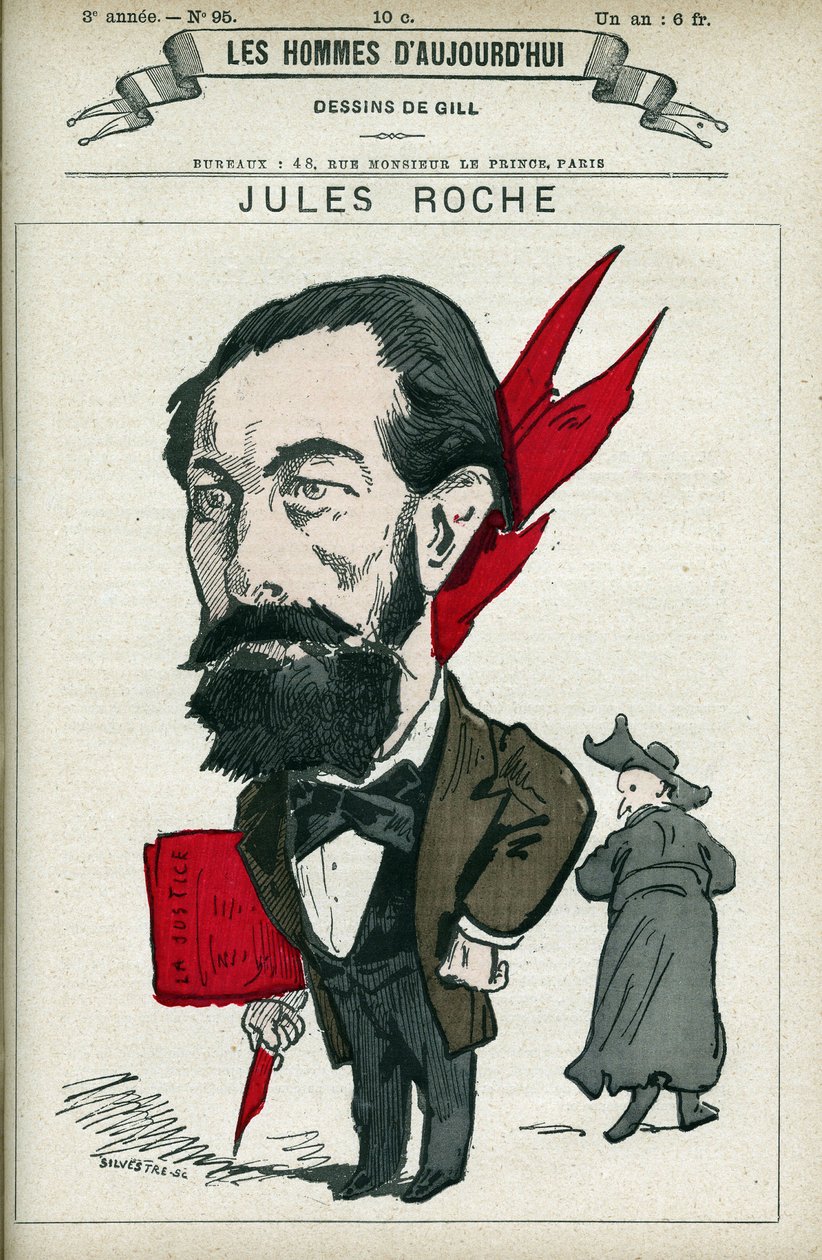 Portrait de Jules Roche (1841-1923), homme politique français, il fut député et ministre du Commerce et de l