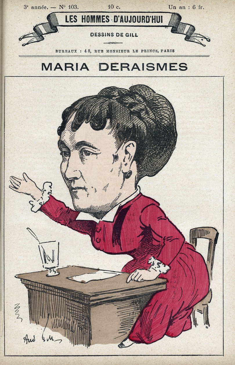 Portrait de Maria Deraismes (1828-1894), femme de lettres et féministe française, elle a fondé avec Léon Richer, Louise Michel et Paule Minck l