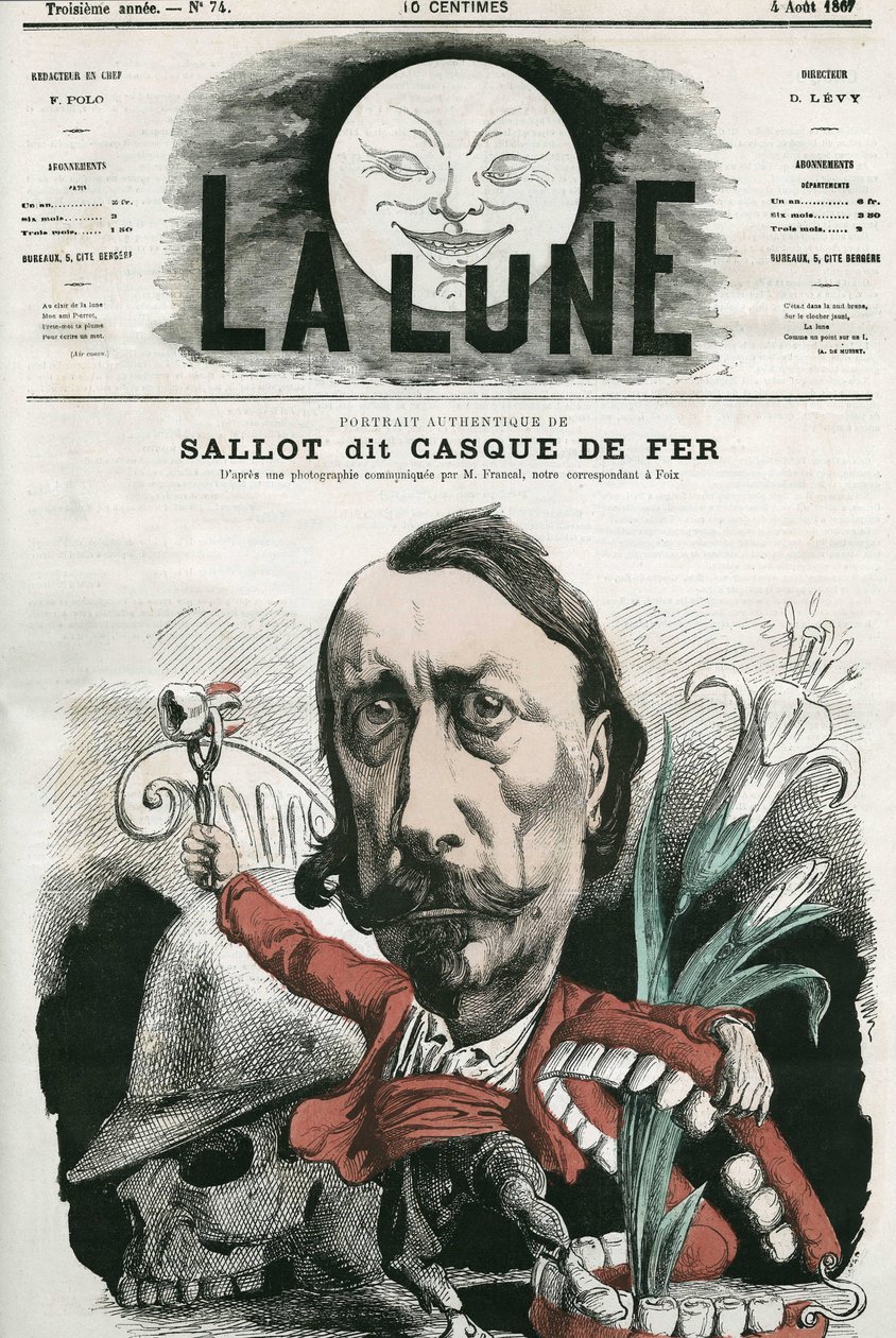 Portrait de Sallot, dit "Casque de Fer". Caricature par Gill, dans "La Lune", 4 août - Andre Gill
