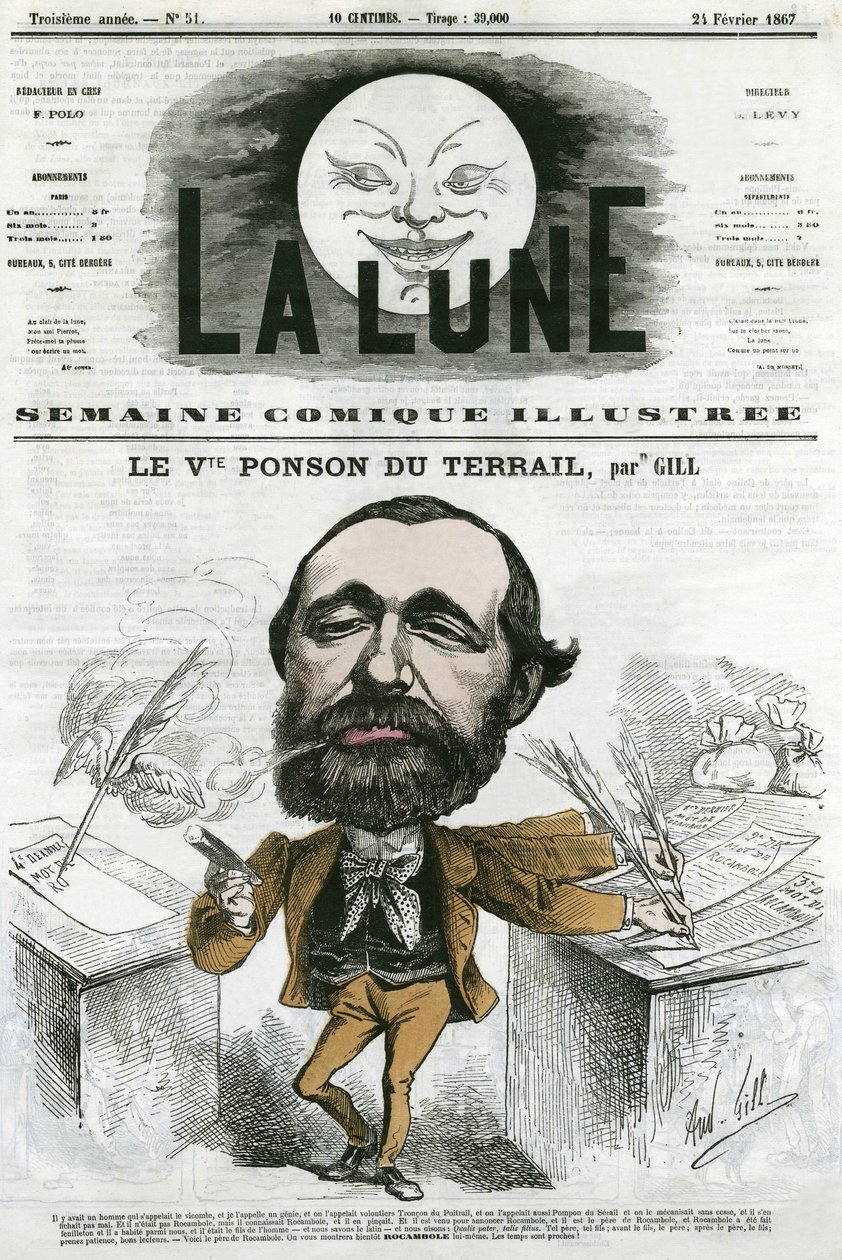 Portrait du vicomte Ponson du Terrail (1829-1871), écrivain populaire français, auteur d