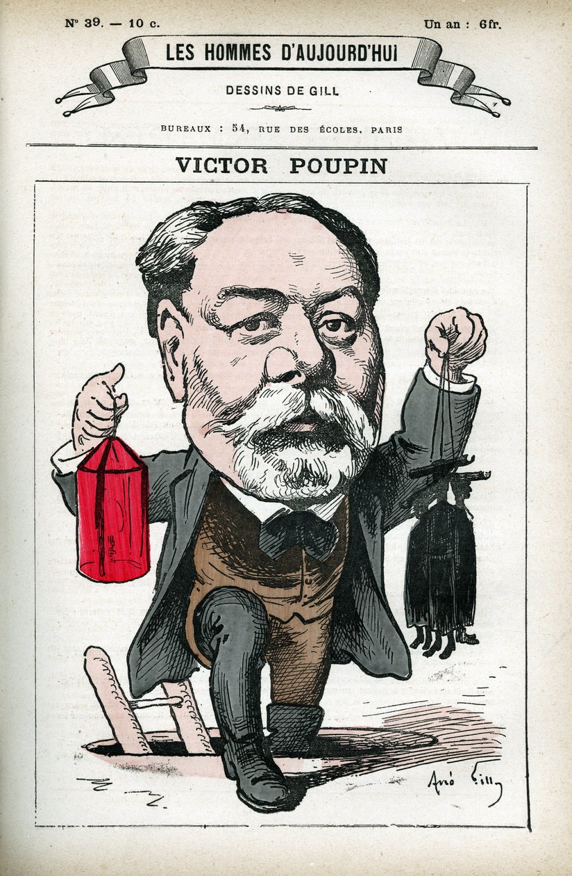 Portrait de Victor Poupin (1838-1906), homme politique français. Caricature par Gill, dans « Les Hommes d