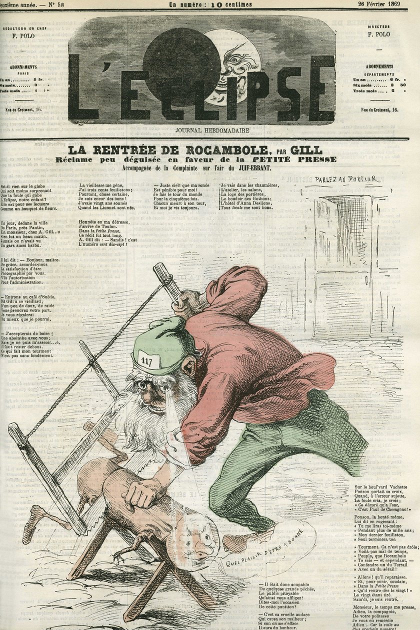 Le loyer de Rocamel, publicité pour "La Petite Presse". Couverture dans "L