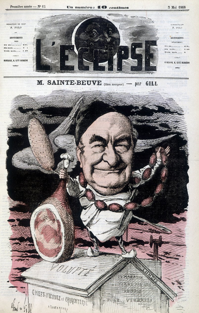 Sainte-Beuve (libre mangeur) - Caricature par Gill, dans "L