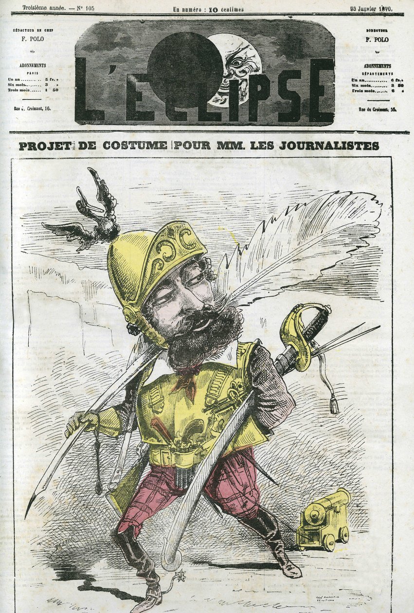 Projet de costume pour journalistes, en garde et protégés par une armure. Couverture de "L
