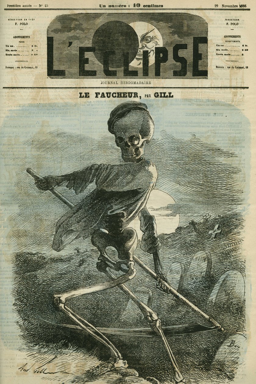 Le Faucheur, une représentation de la Mort. Couverture dans "L