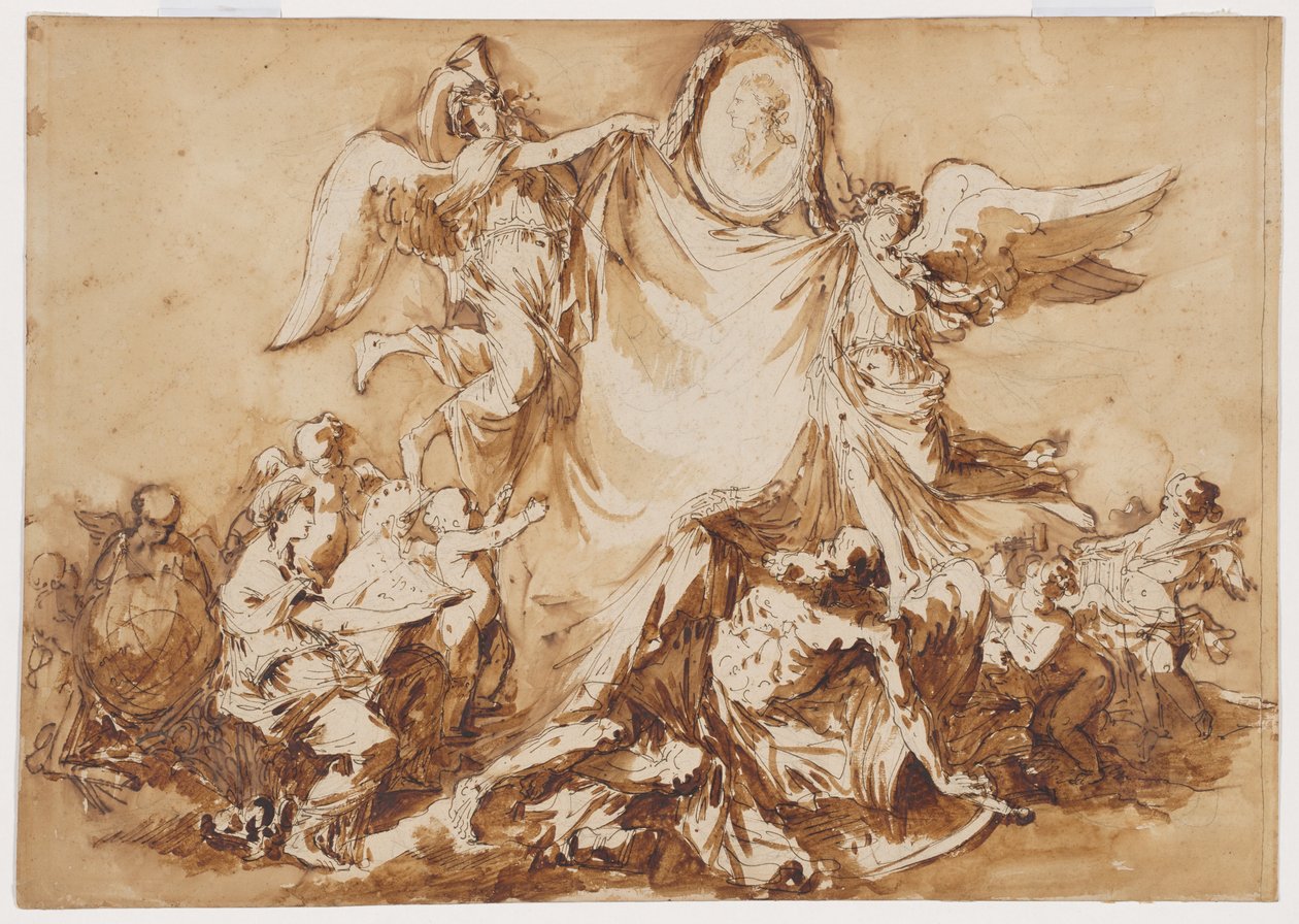 Allégorie des arts vainquant le temps, surmontée d