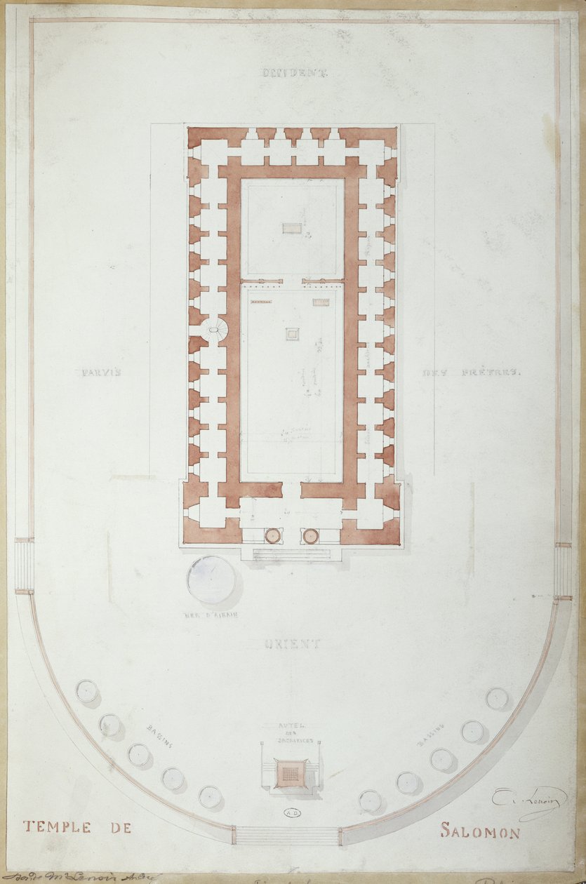 Plan du Temple de Salomon à Jérusalem, milieu du 19ème siècle - Andre Lenoir