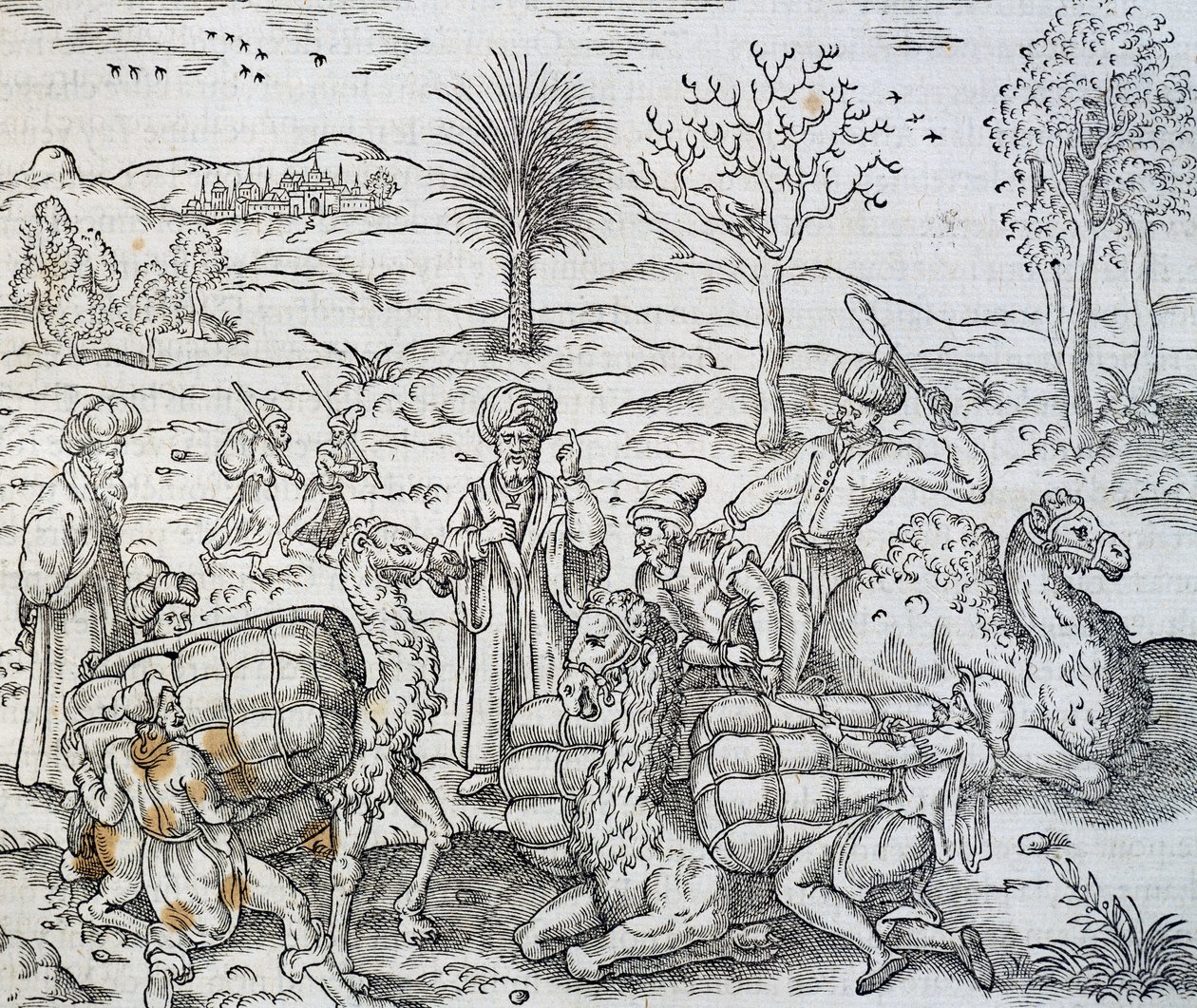 Marchands arabes en Syrie, gravure de Cosmologie Universelle, par André Thevet (1504-1592) - Andre Thevet