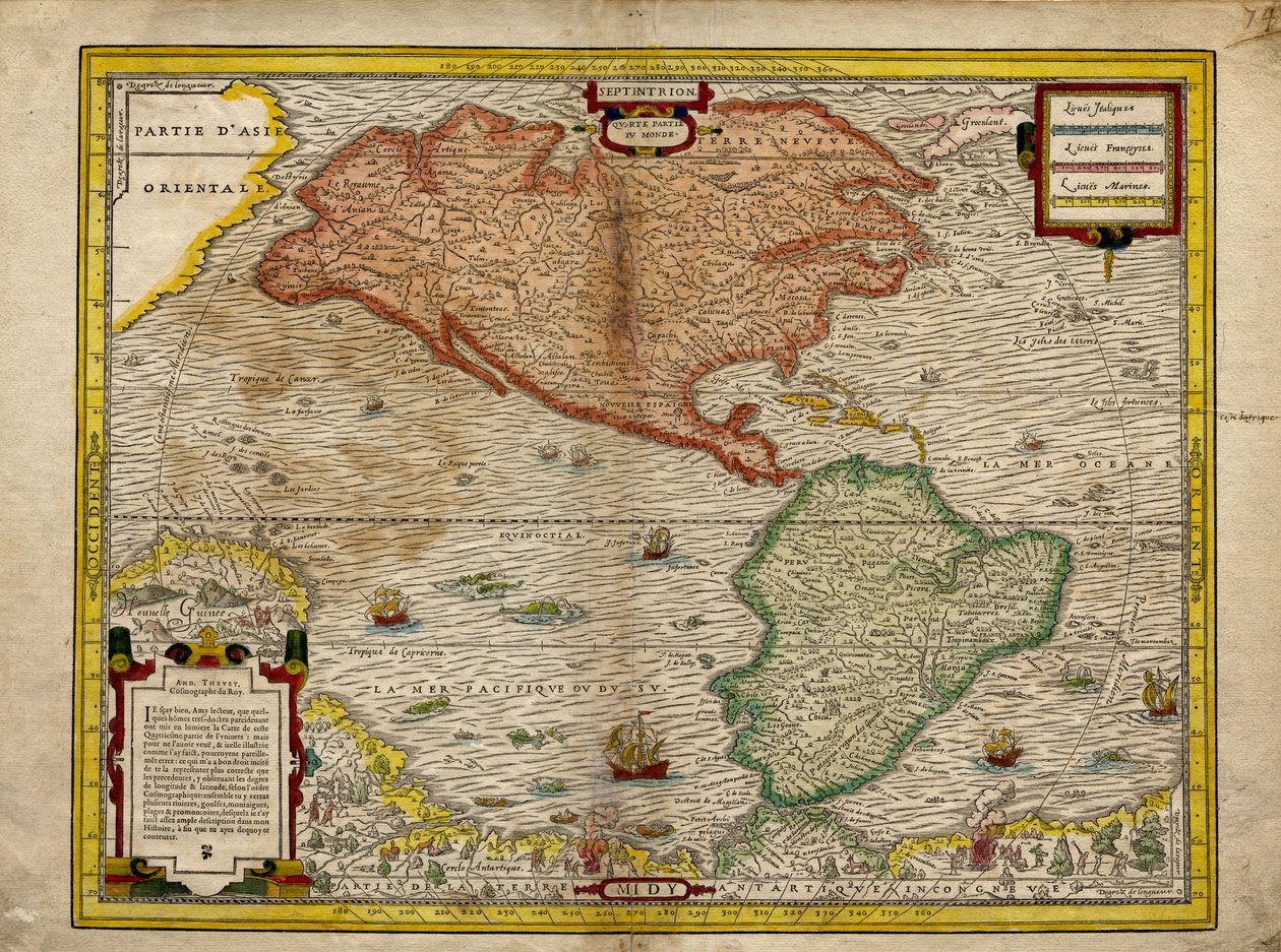 Map of America, Quatre partie du monde - Andre Thevet