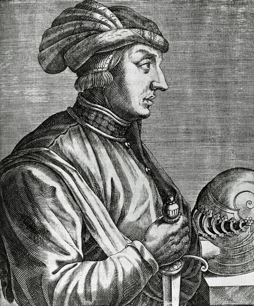 Portrait de Castruccio Castracani, Seigneur de Lucques, gravure de Les Vrais pourtraits et Vies des Hommes illustres - Andre Thevet