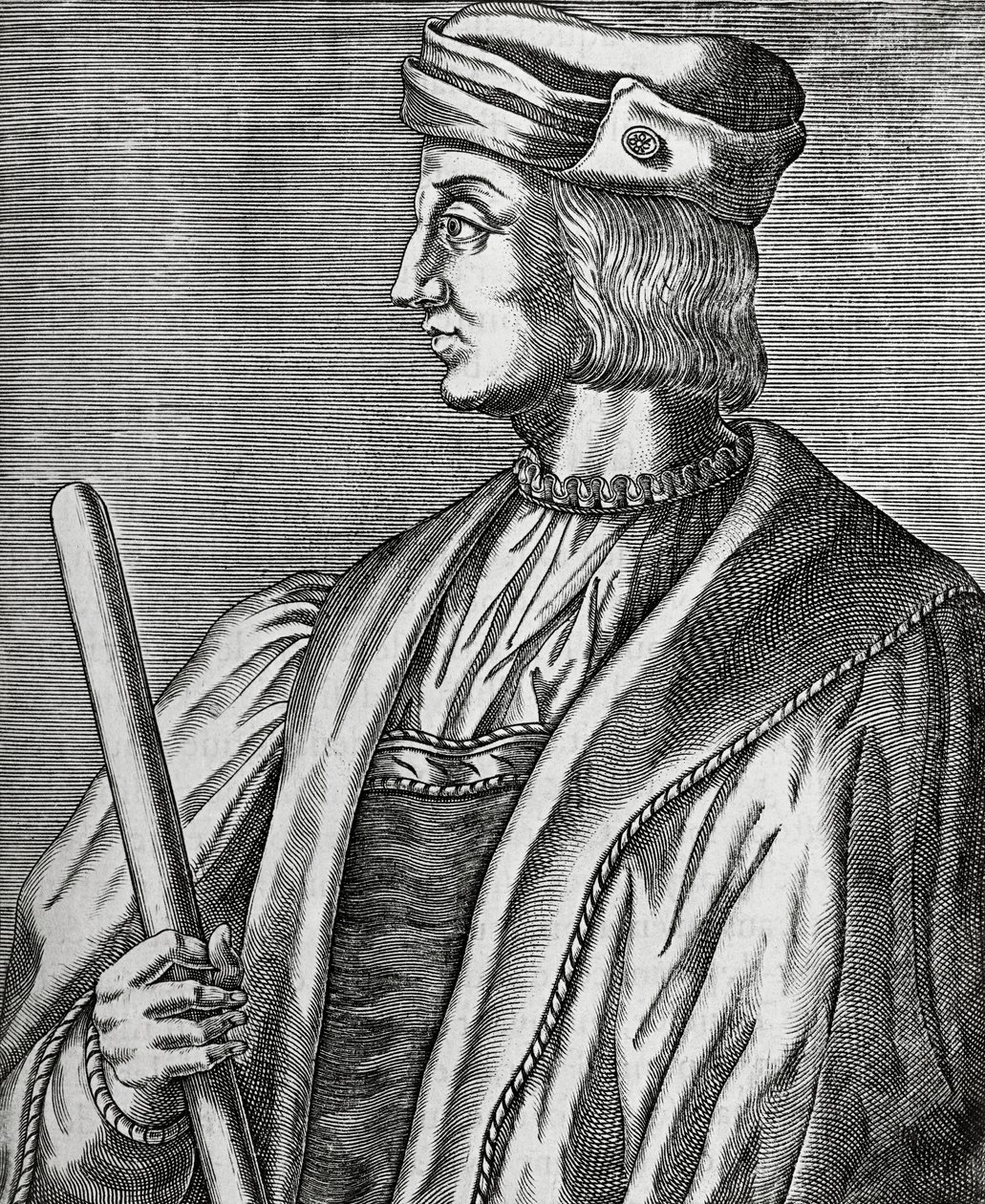 Portrait de Gaston de Foix, duc de Nemours (1489-1516), gravure de Les Vrais pourtraits et Vies des Hommes illustres - Andre Thevet