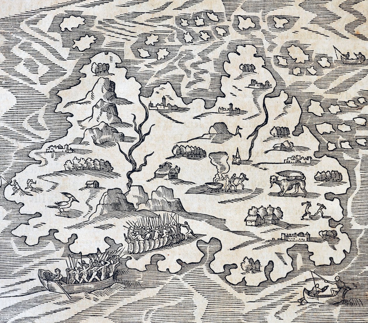 Île de la Trinité, gravure de la Cosmologie Universelle, par André Thevet (1504-1592), Paris - Andre Thevet