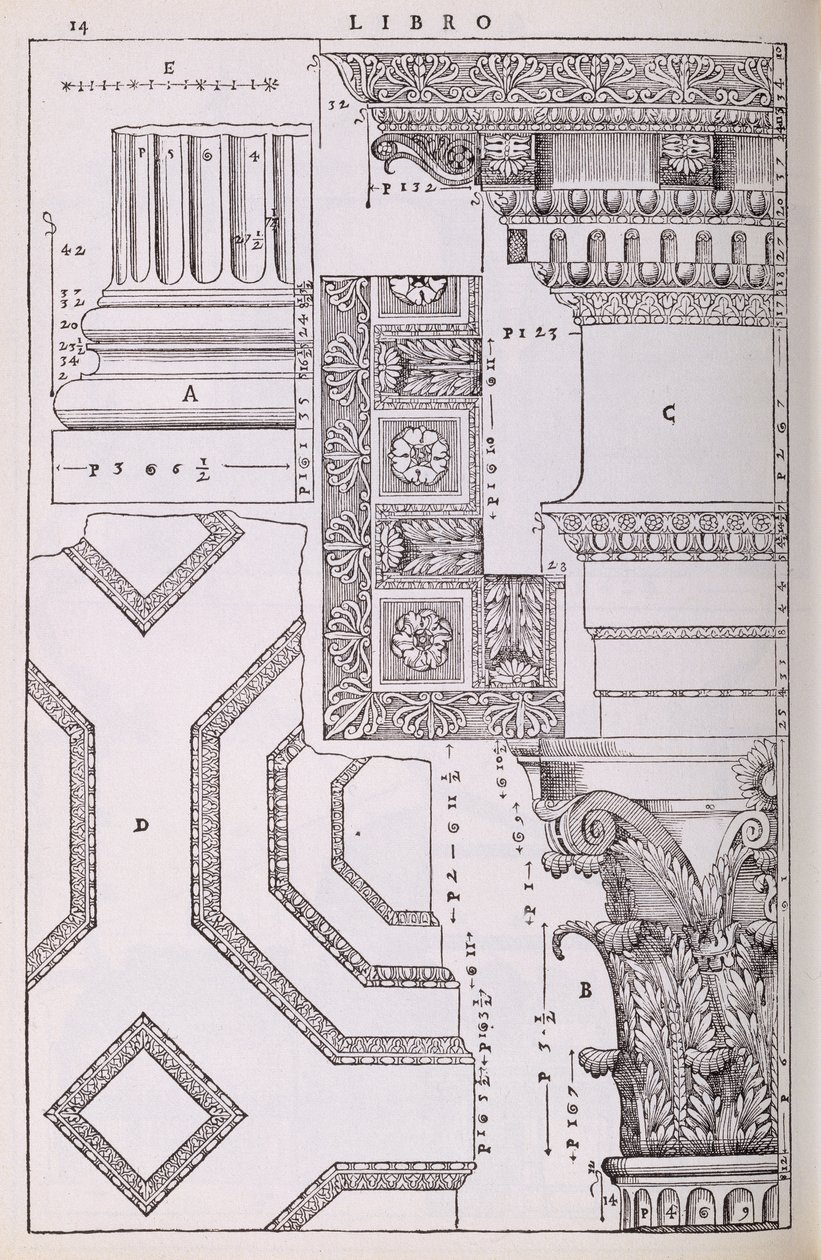 Diagrammes relatifs au Tempio di Marte Vendicatore, illustration d