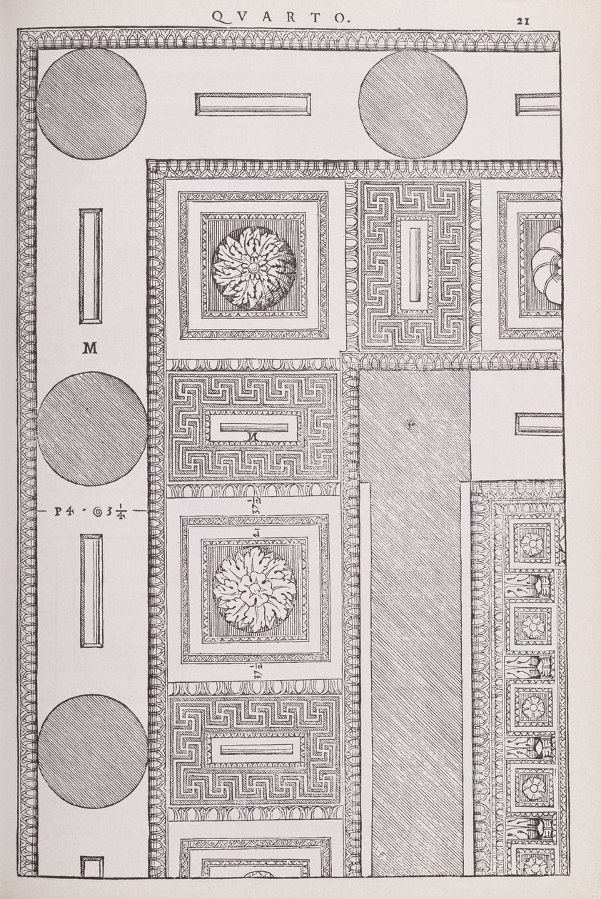Plan du plafond du Tempio di Marte Vendicatore, illustration d