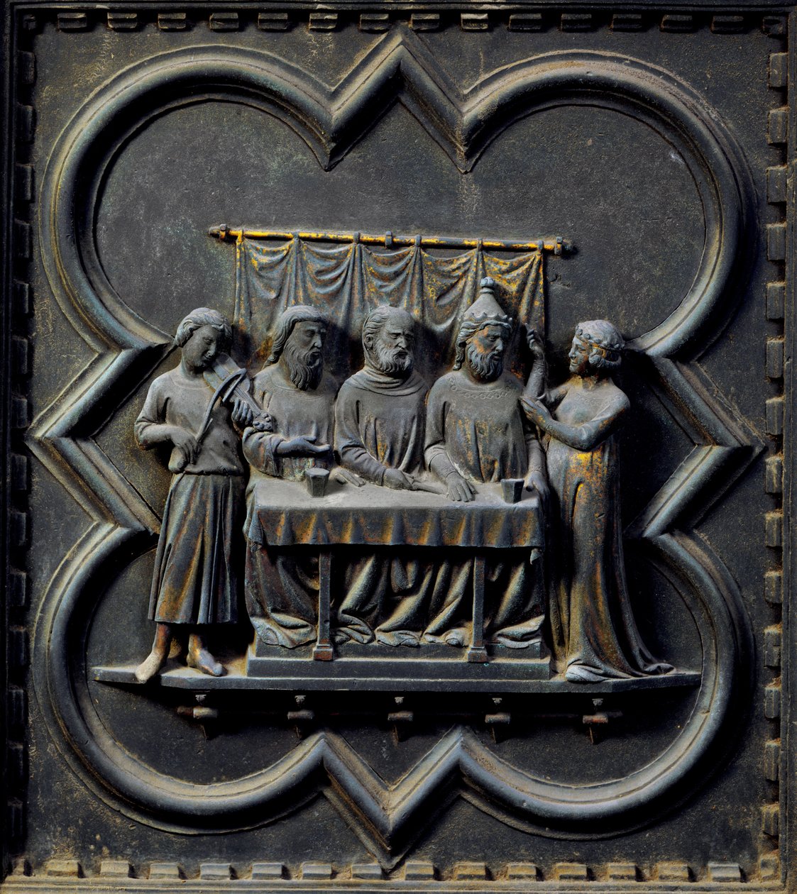 La Danse de Salomé, quinzième panneau des Portes Sud du Baptistère de San Giovanni, 1336 - Andrea Pisano