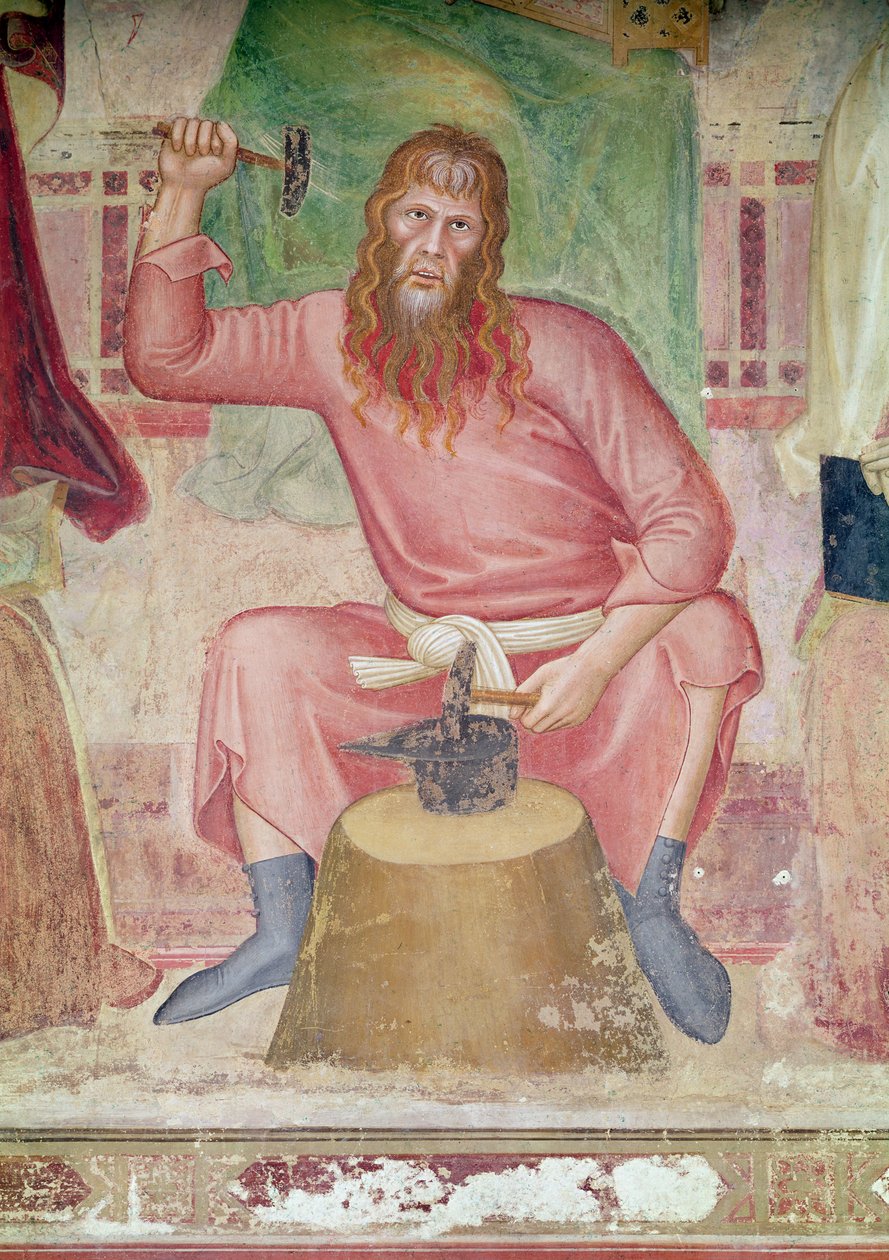 Nos Colonnes – Fresque d’Andrea di Bonaiuto représentant Tubal Caïn, ancêtre biblique des forgerons.