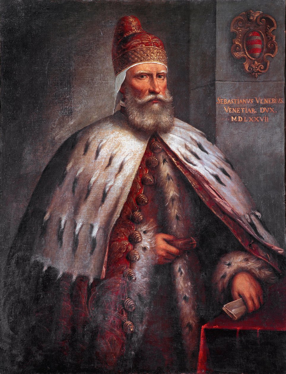 Portrait du Doge Sebastiano Venier (1496-1578), condottiere. Il a dirigé la flotte vénitienne avec Francesco Duodo lors de la bataille de Lépante en 1571. Peinture d