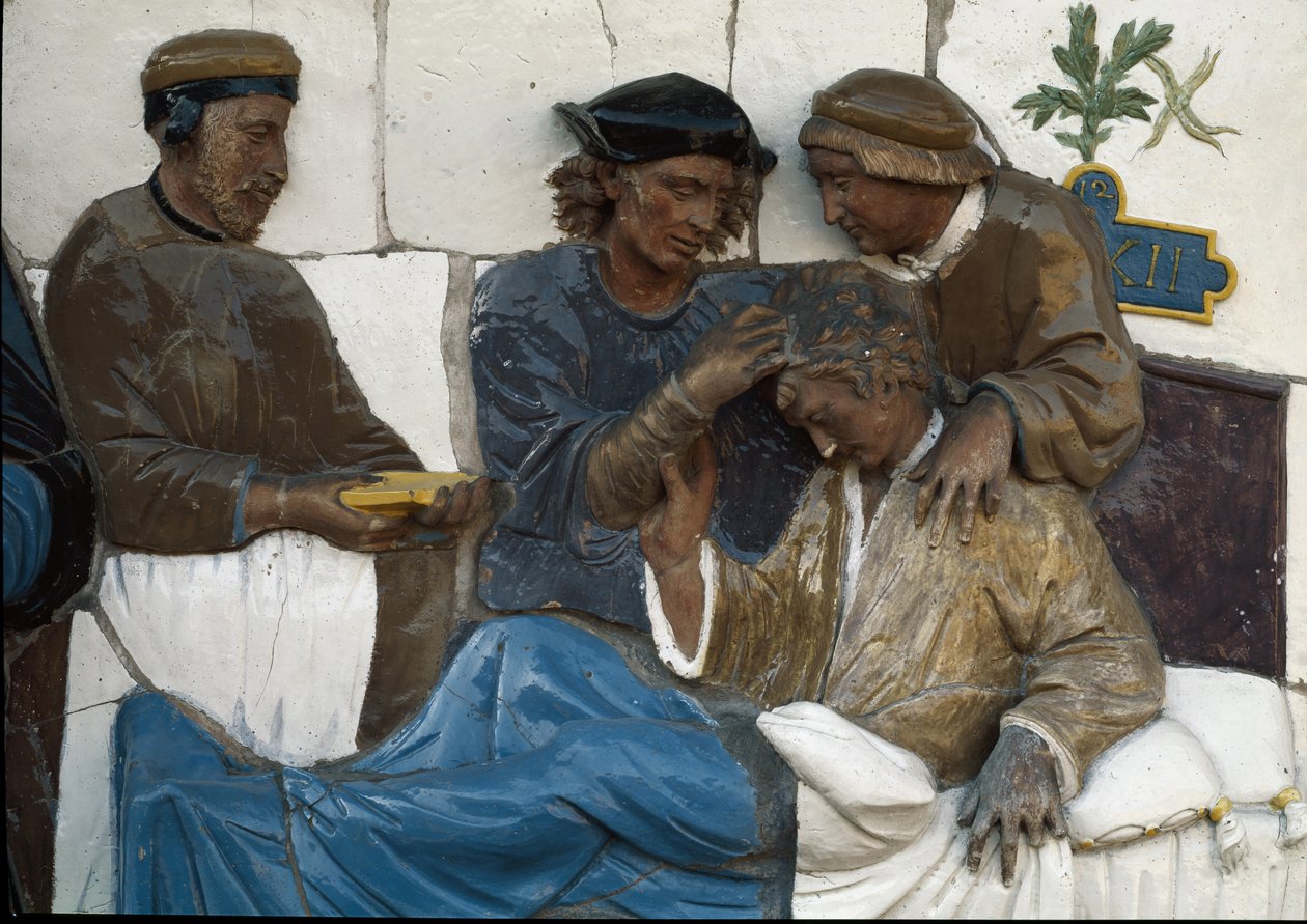 Visite aux handicapés (détail) - Andrea (workshop of) Della Robbia