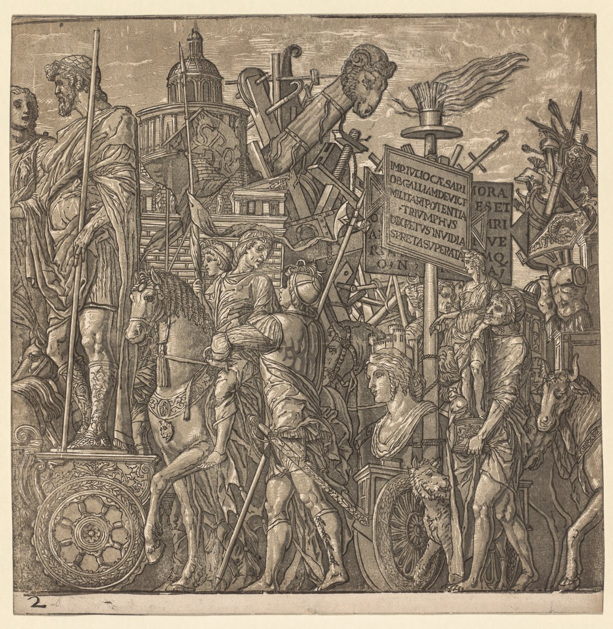 Le Triomphe de Jules César : Statues colossales et équipements de siège, 1593-99 - Andrea Andreani