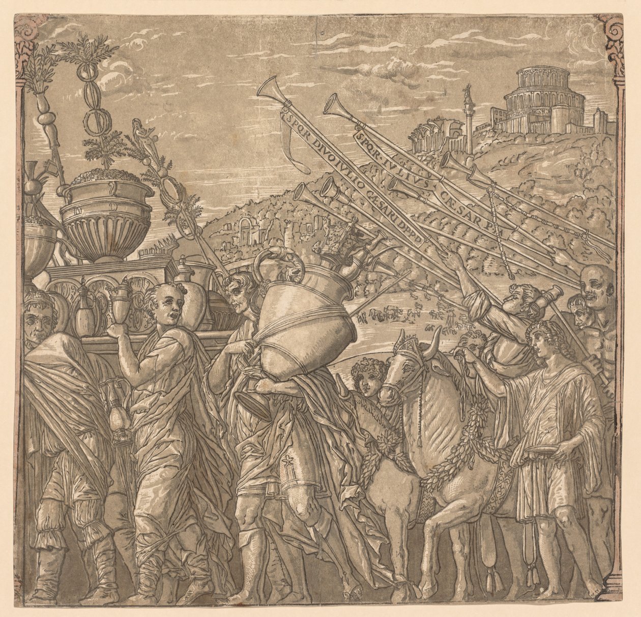Le Triomphe de Jules César : Soldats portant des vases, 1593-99 - Andrea Andreani