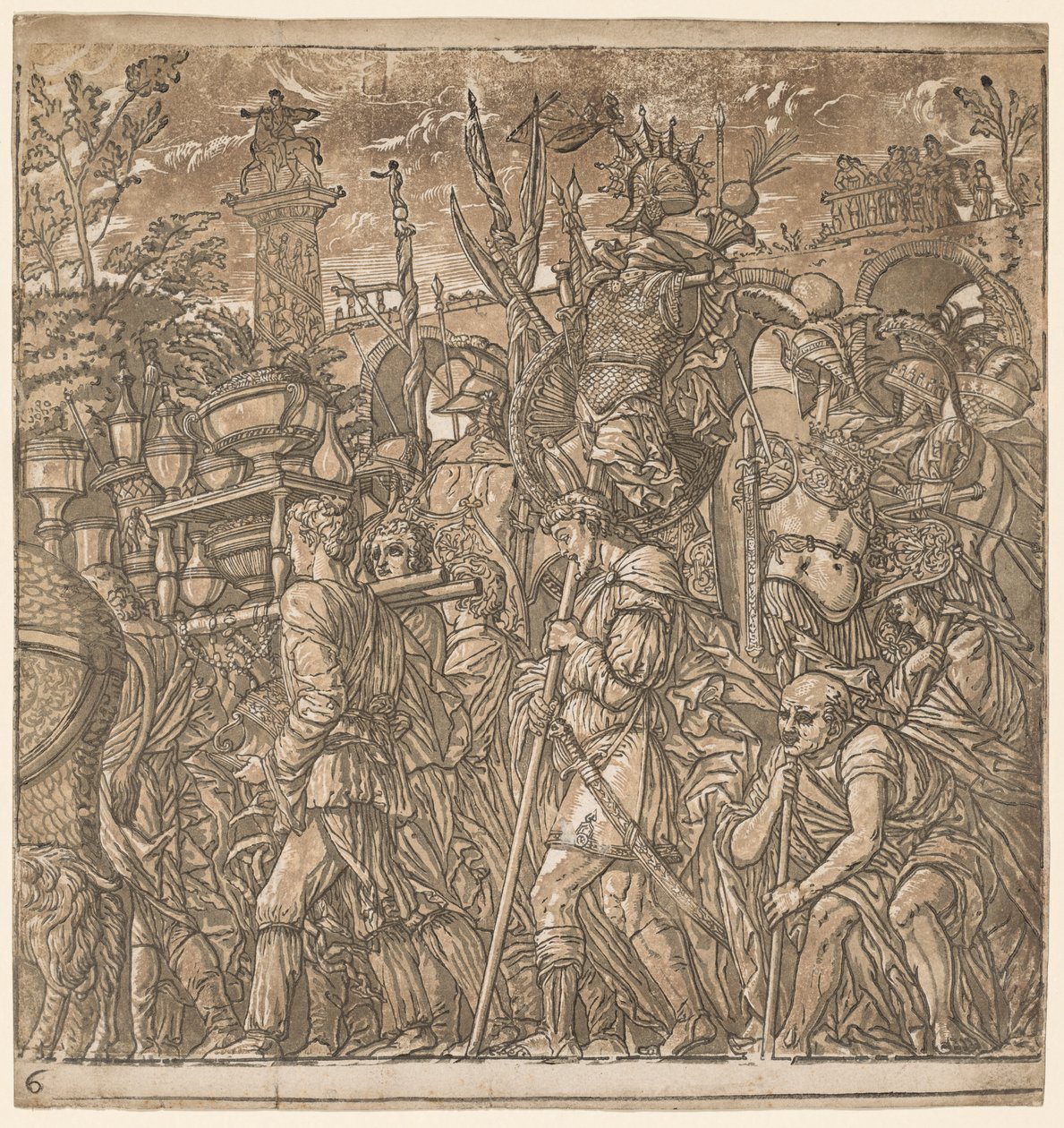 Le Triomphe de Jules César : Soldats portant des vases et des trophées de guerre, 1593-1599 - Andrea Andreani