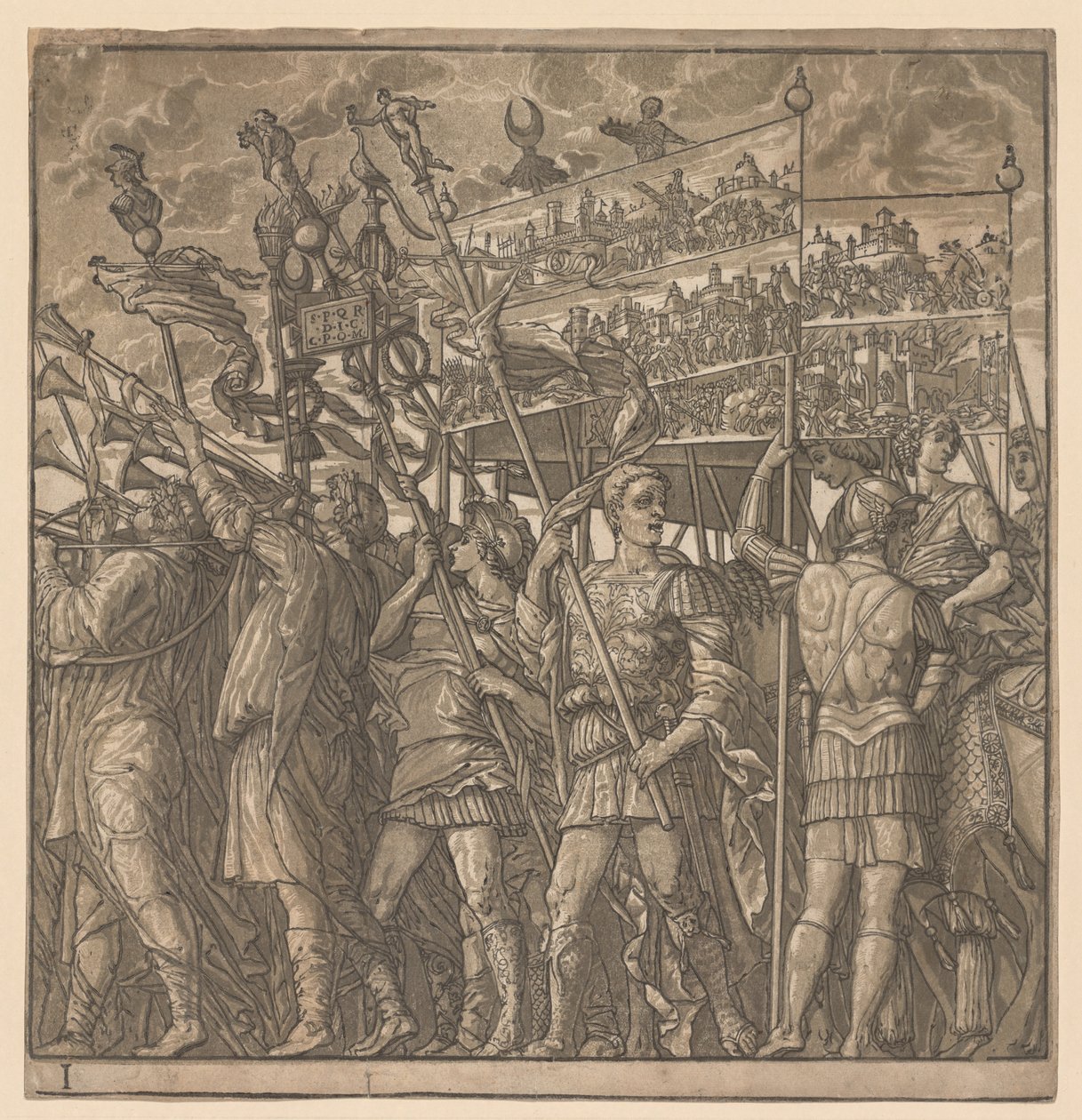 Le Triomphe de Jules César : Soldats portant les images de la guerre, 1593-99 - Andrea Andreani