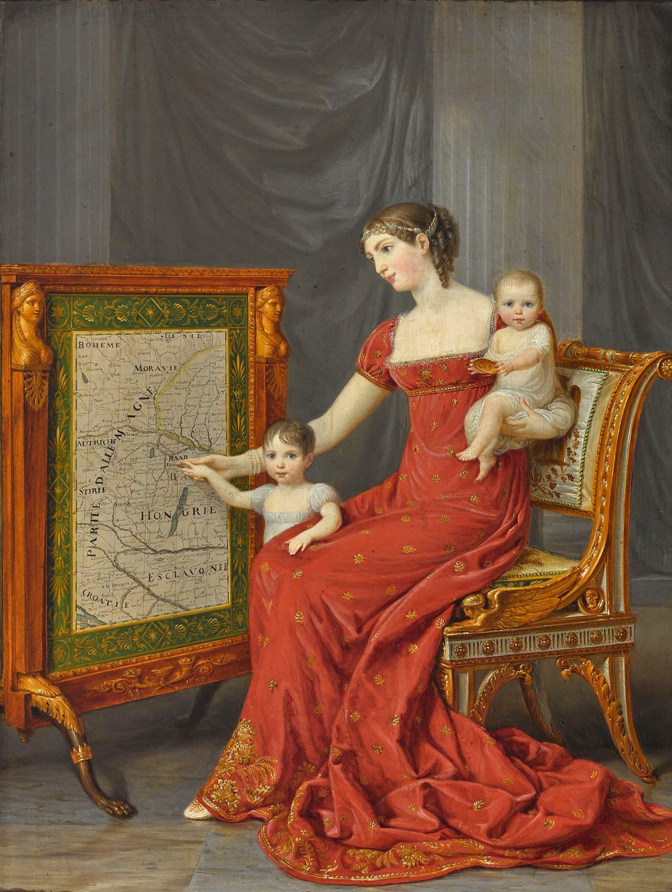 Princesse Augusta de Bavière avec ses enfants Joséphine et Eugénie - Andrea Appiani