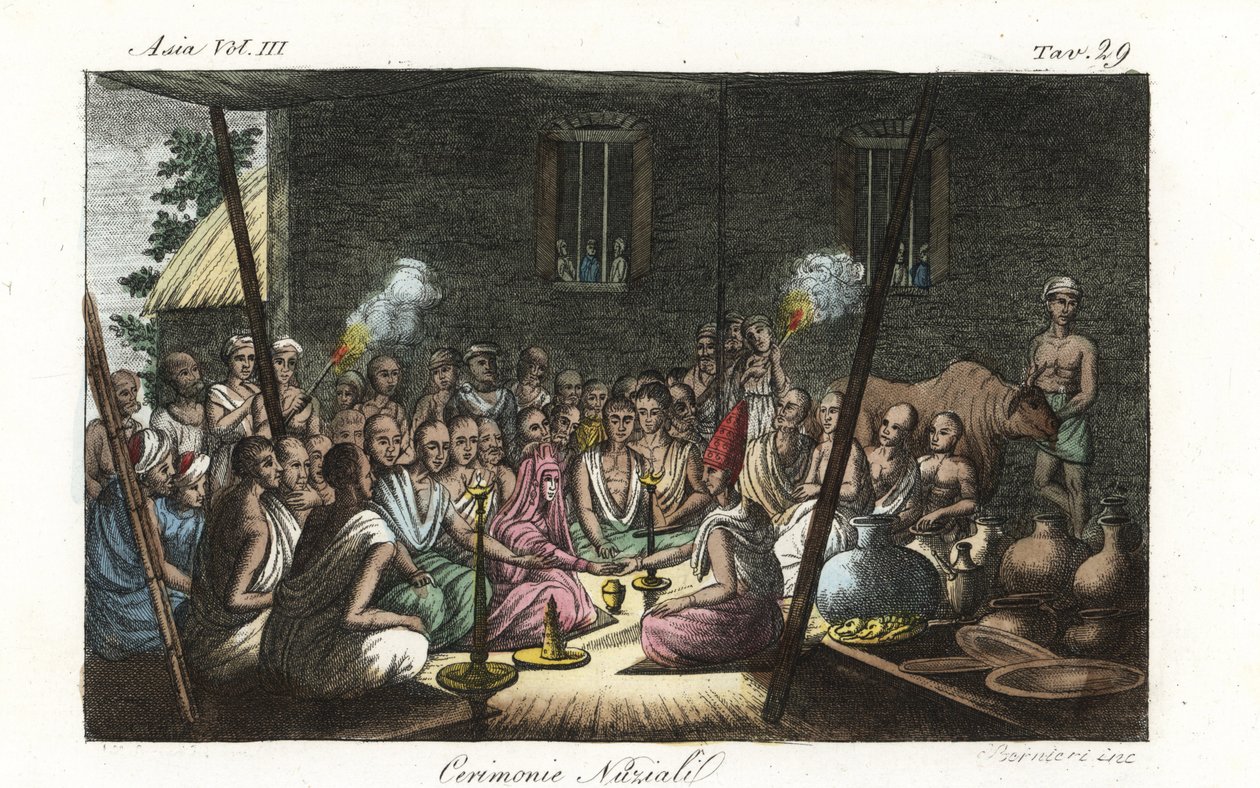 Cérémonie de mariage brahmane hindoue ou Bibaha tenue dans la maison de l