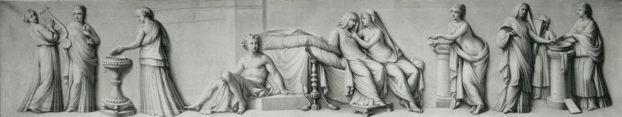 Un panneau en grisaille représentant des scènes basées sur le Mariage Aldobrandini - Andrea Casali