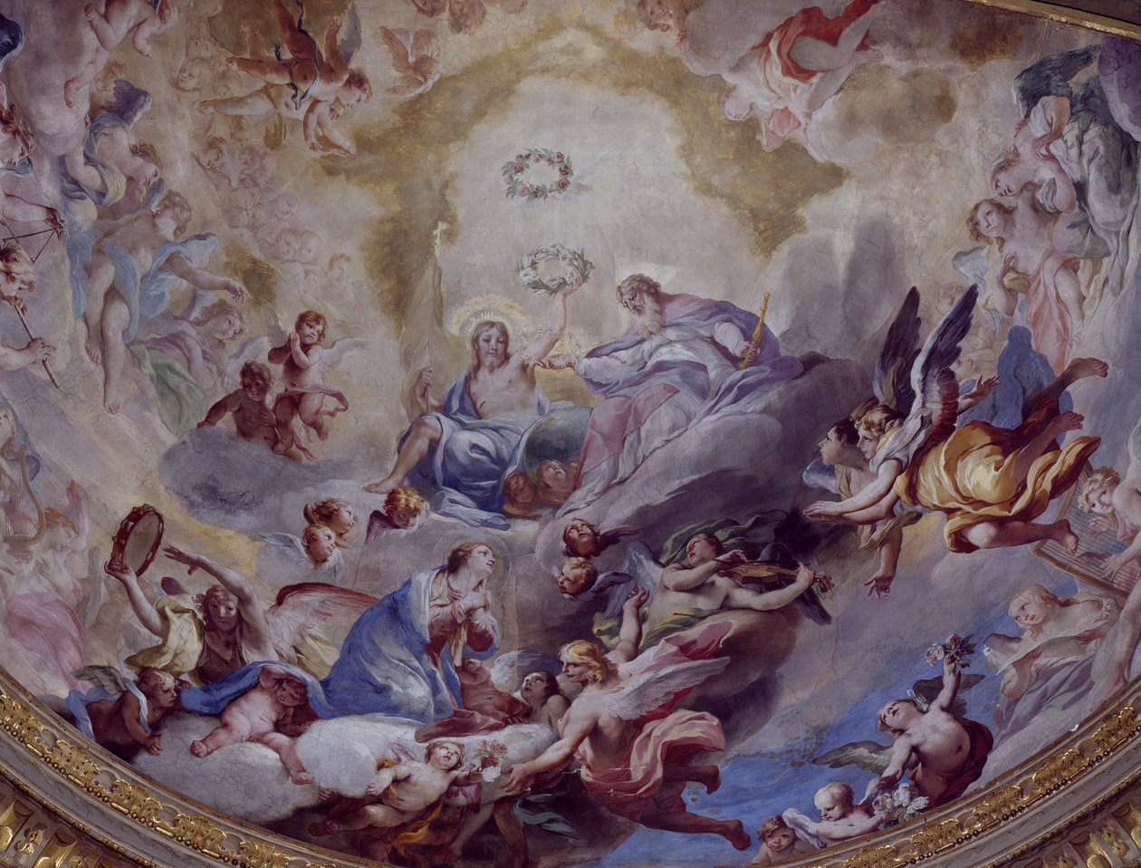Couronnement de la Vierge, fresque peinte en 1699 par Andrea Lanzani, chœur du Sanctuaire de l