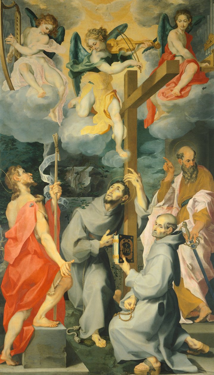 Retable représentant les Saints Baptiste, François, Bernard et Paul en extase, par Andrea Lilio - Andrea Lilio