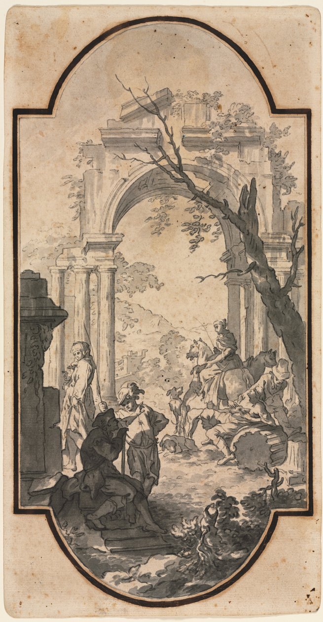 Arc de triomphe et figures, première moitié des années 1700 - Andrea Locatelli