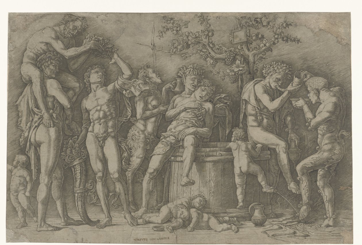 Bacchanale avec satyres et bacchantes près d