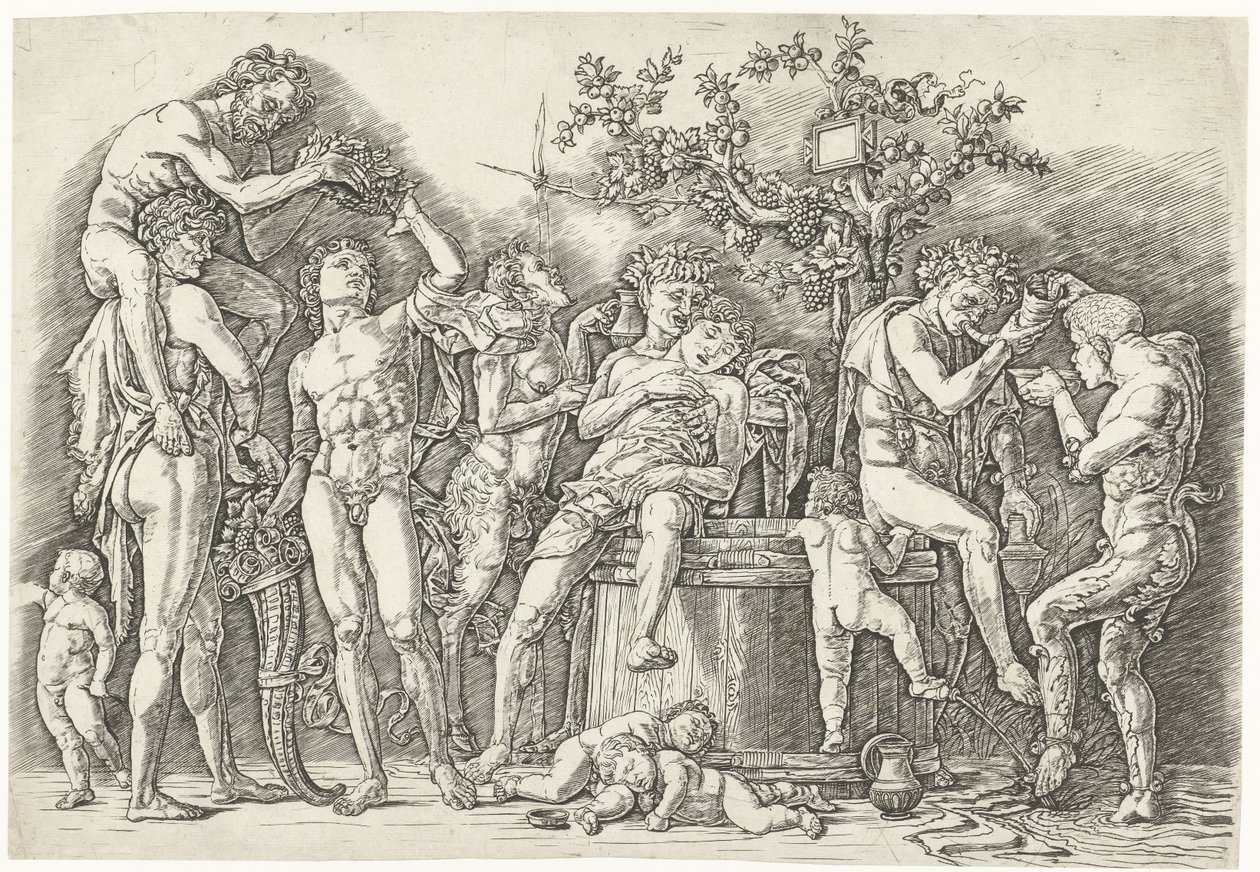 Bacchanale avec satyres et bacchantes près du pressoir à vin - Andrea Mantegna