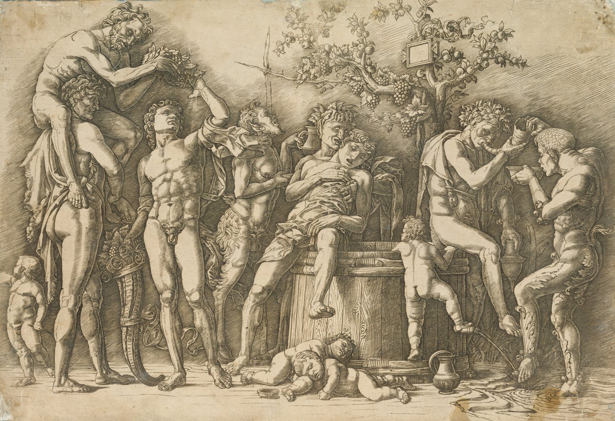 Bacchanale avec une cuve à vin, c.1470-90 (gravure et pointe sèche) - Andrea Mantegna