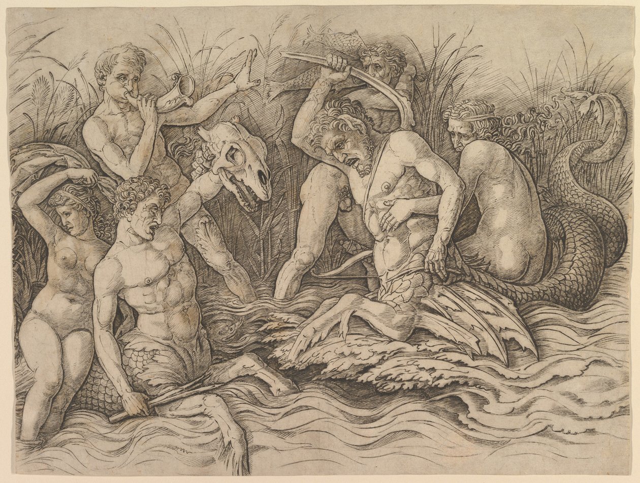 La bataille des dieux de la mer (partie droite de la frise) - Andrea Mantegna
