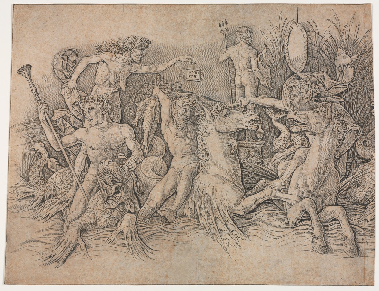 Bataille des dieux de la mer - partie gauche - Andrea Mantegna