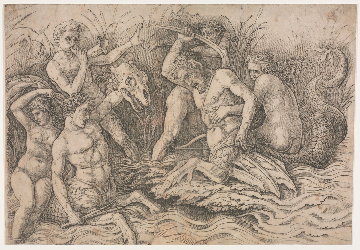 Bataille des dieux de la mer - partie droite - Andrea Mantegna