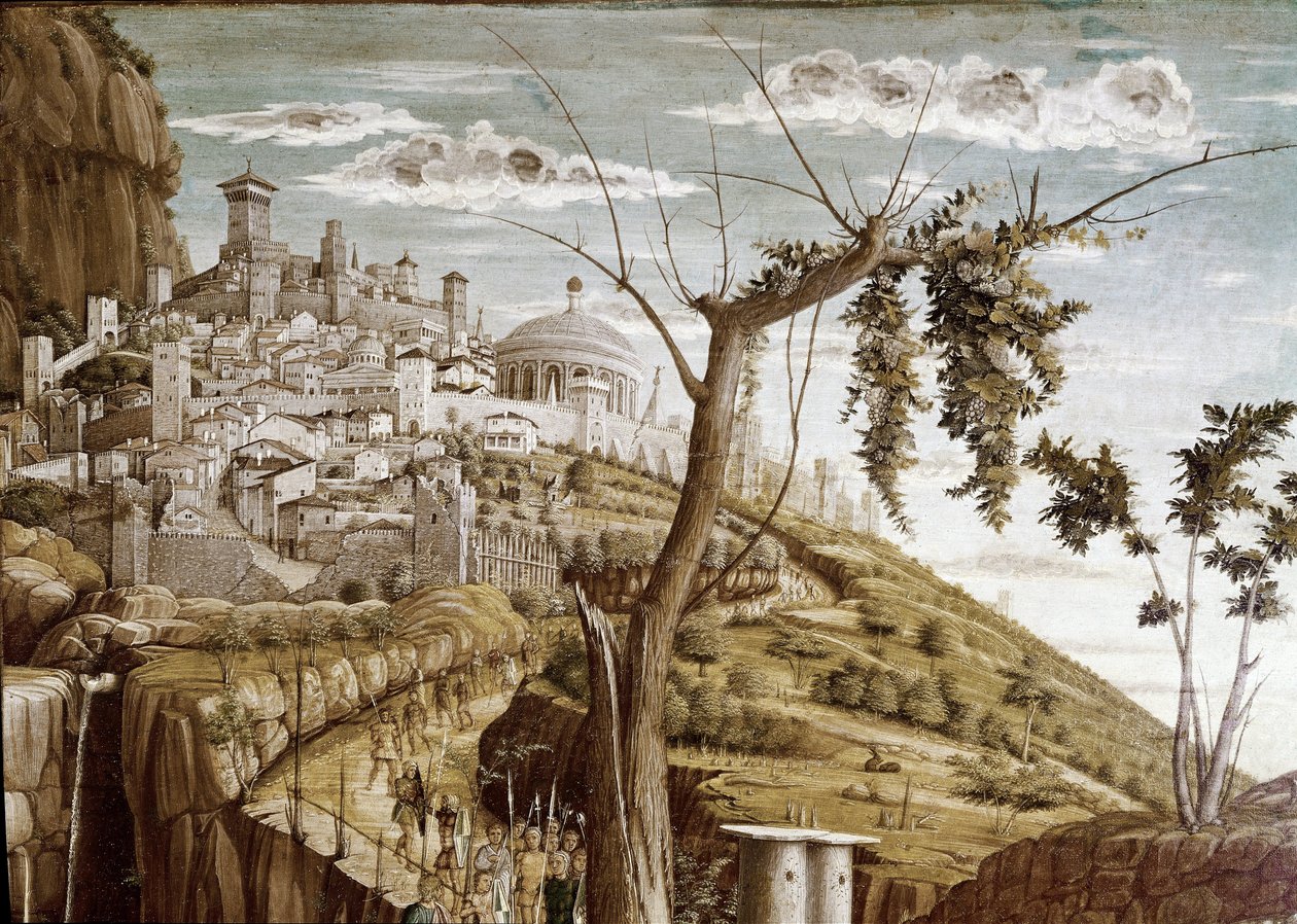 Christ priant dans le jardin des oliviers, partie gauche de la prédelle ...
