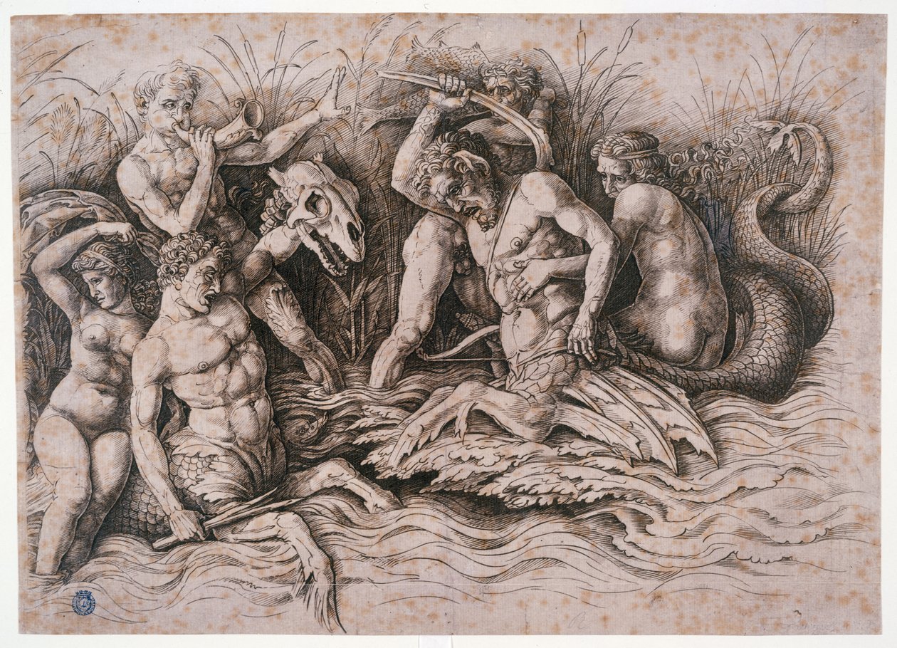 Combat de deux tritons - Andrea Mantegna
