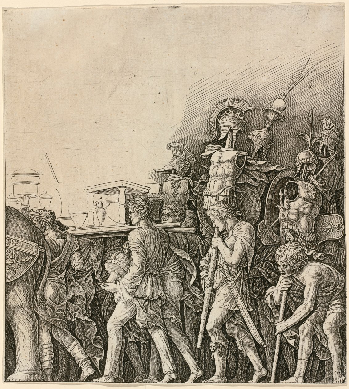 Le Triomphe de César : des soldats portant des trophées - Andrea Mantegna