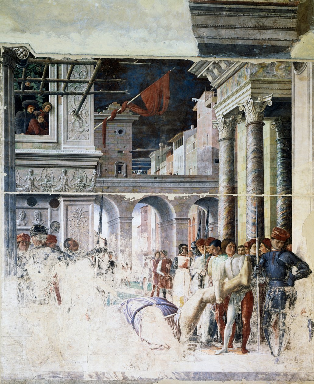 Transport du corps décapité de Saint Christophe, (détail) du Martyre de Saint Christophe - Andrea Mantegna