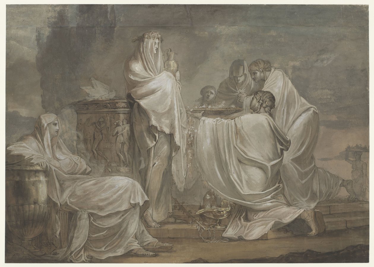 Scène de sacrifice avec des vestales - Andrea Oppiani