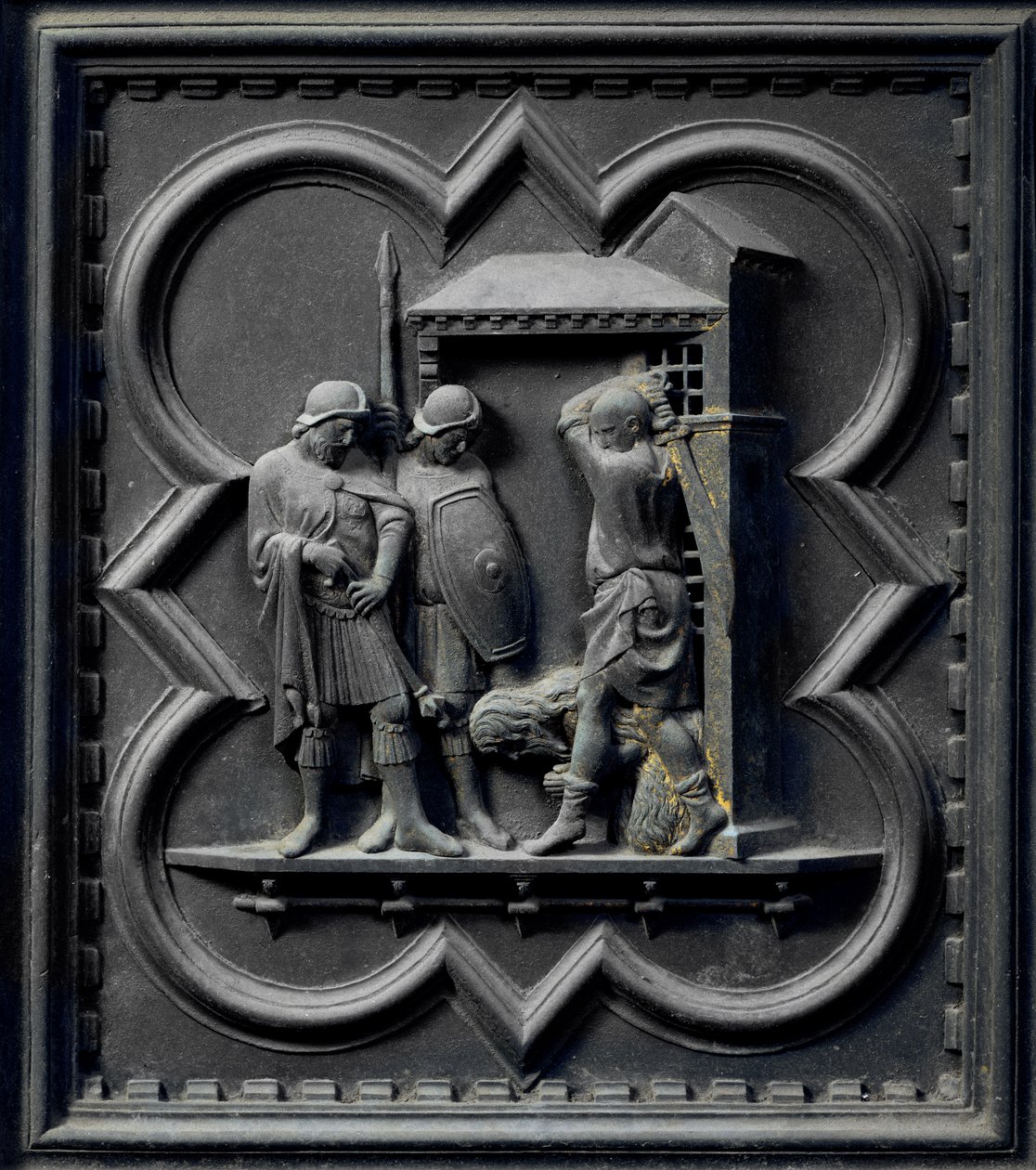 La Décapitation de Saint Jean-Baptiste, seizième panneau des Portes Sud du Baptistère de San Giovanni, 1336 - Andrea Pisano