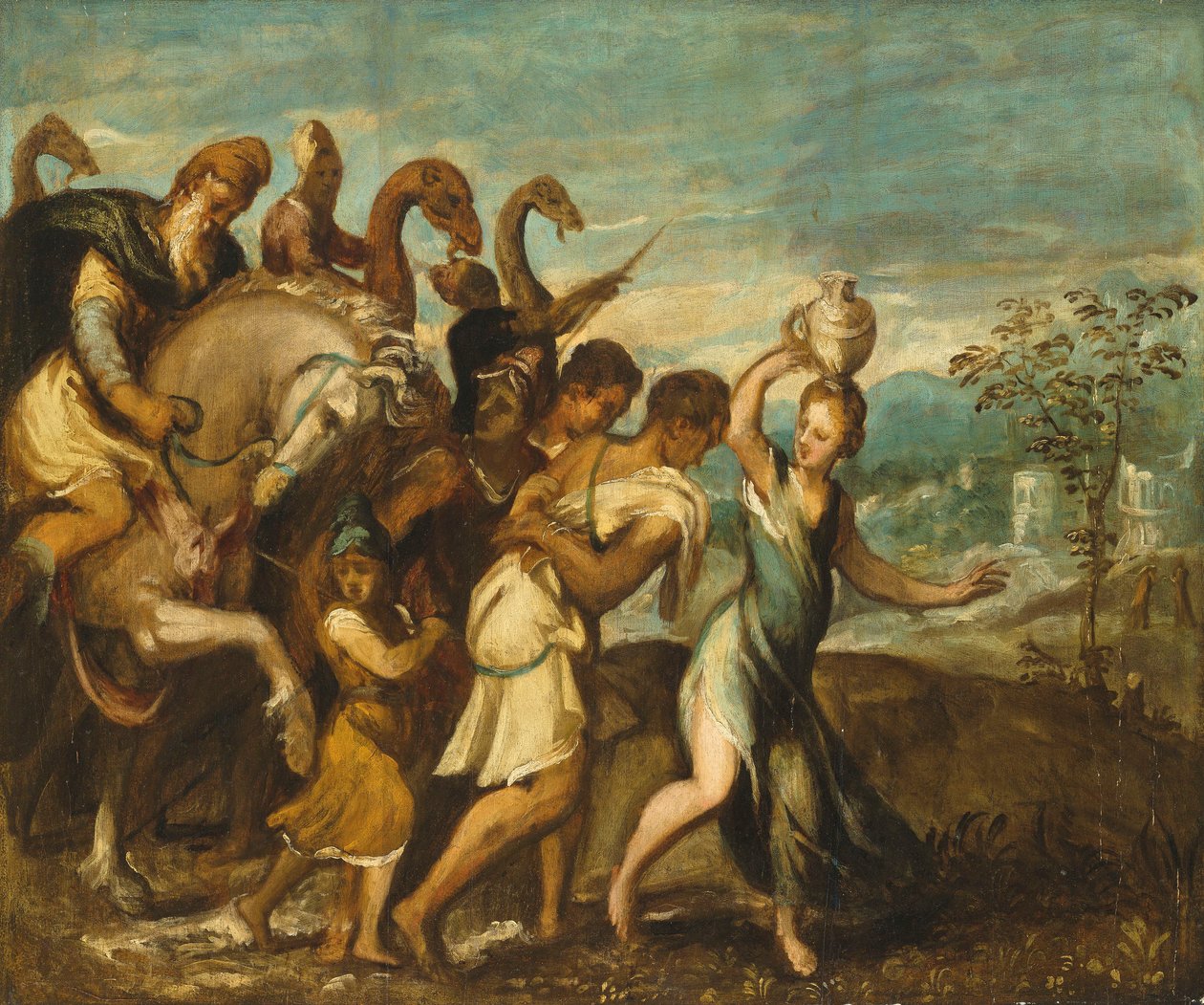 Accueil triomphal du roi Saül après la victoire de David sur Goliath - Andrea Schiavone