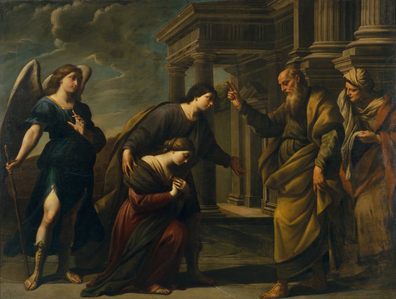 La bénédiction de Raguel à sa fille Sarah avant de quitter Ecbatane avec Tobias, vers 1640 - Andrea Vaccaro
