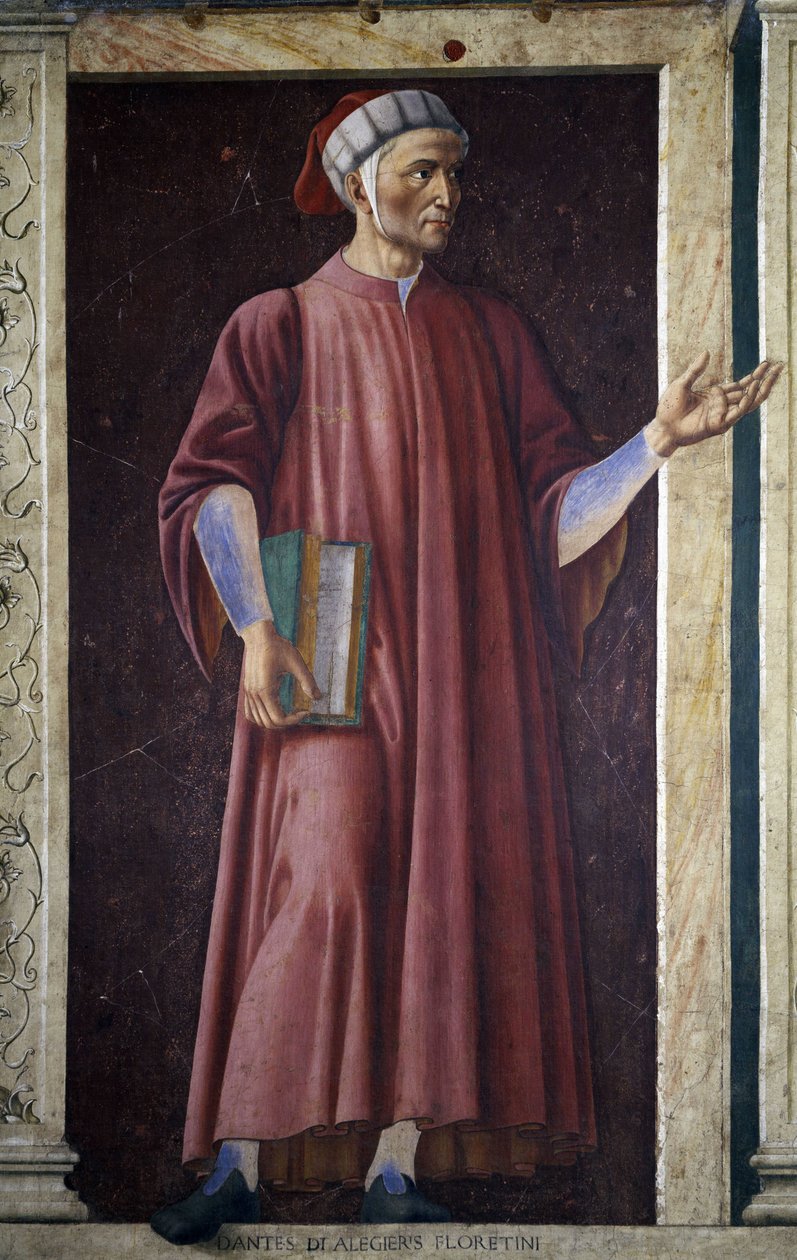 Dante Alighieri de la série Villa Carducci des hommes et femmes célèbres, c.1450 - Andrea del Castagno