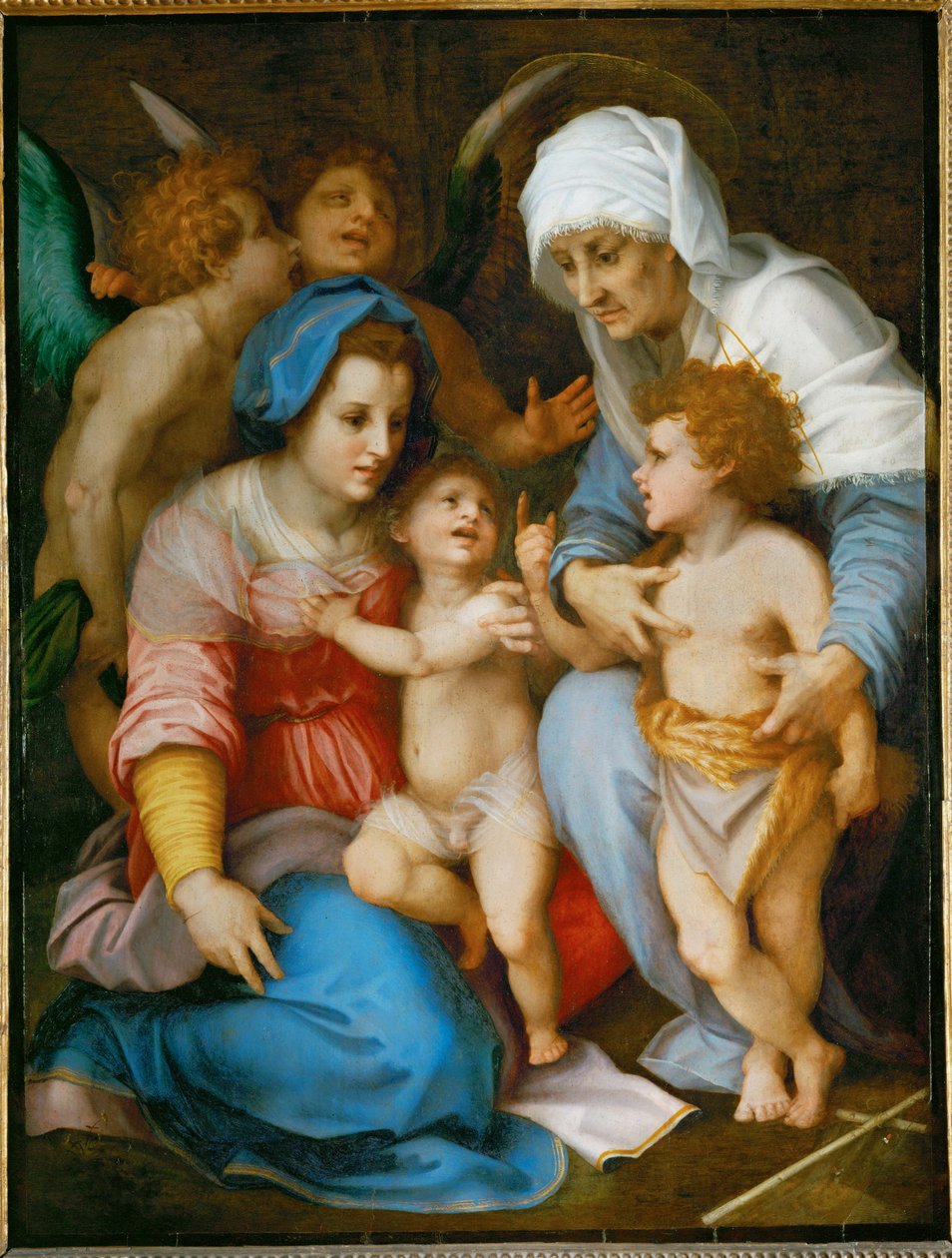 La Sainte Famille. Sainte Marie, Jésus, Saint Jean-Baptiste et sa mère Sainte Elisabeth ... - Andrea del Sarto